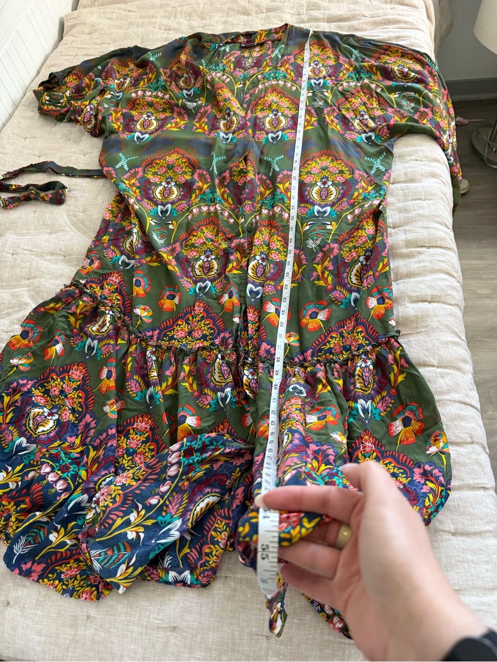 Anthropologie Emmanuelle Maxi Tiered Boho Robe with Multicolor Blooms Size M/L - Picture 10 of 13